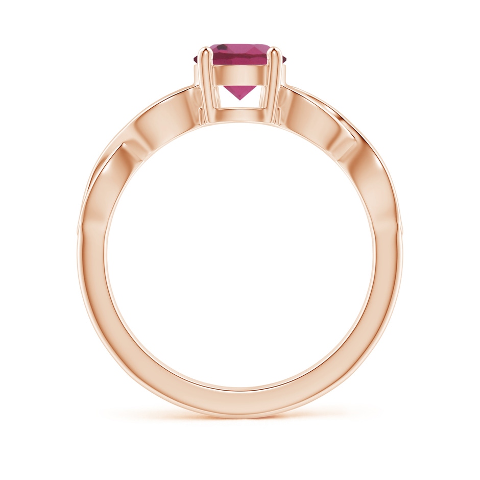 6mm AAAA Solitaire Pink Tourmaline Infinity Shank Ring in Rose Gold side 1