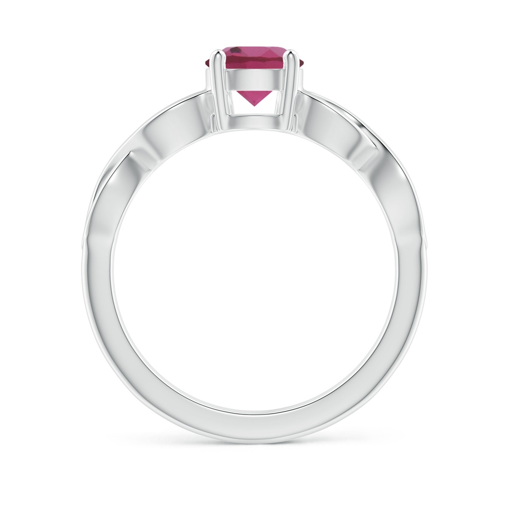 6mm AAAA Solitaire Pink Tourmaline Infinity Shank Ring in White Gold Side 1