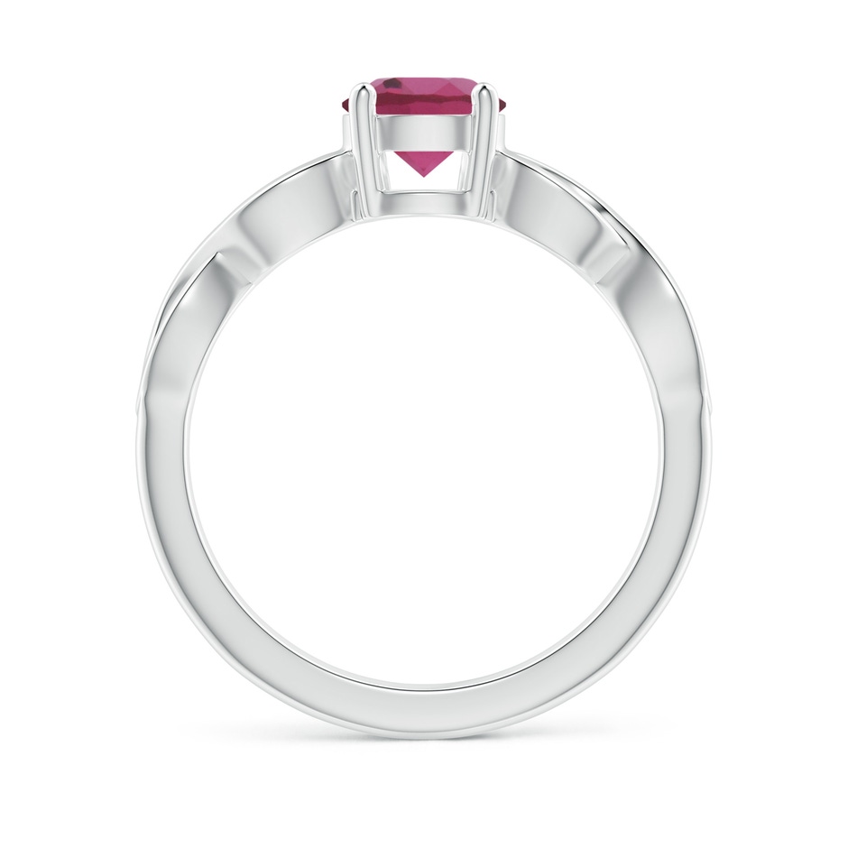 6mm AAAA Solitaire Pink Tourmaline Infinity Shank Ring in White Gold side 1