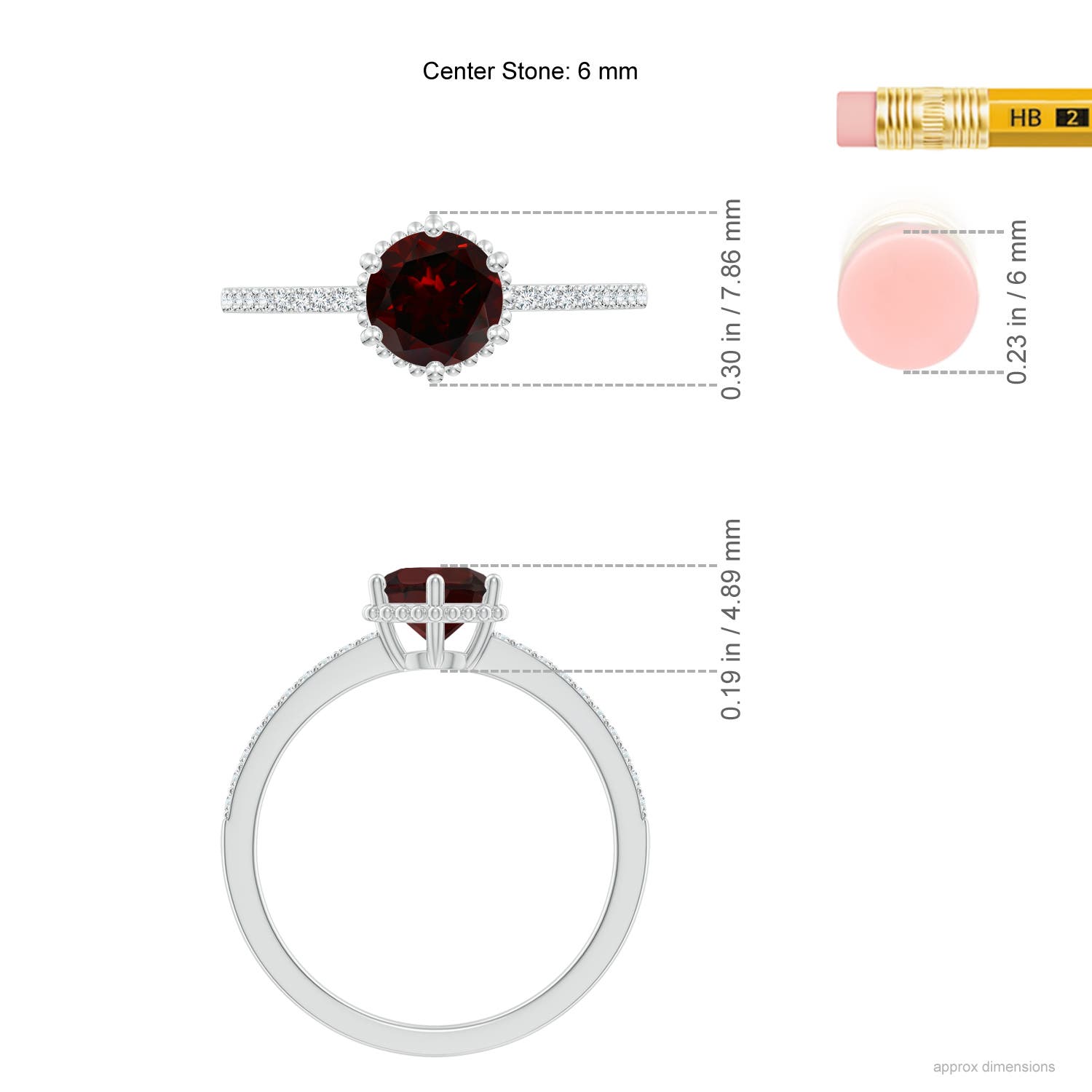 A - Garnet / 1.1 CT / 14 KT White Gold