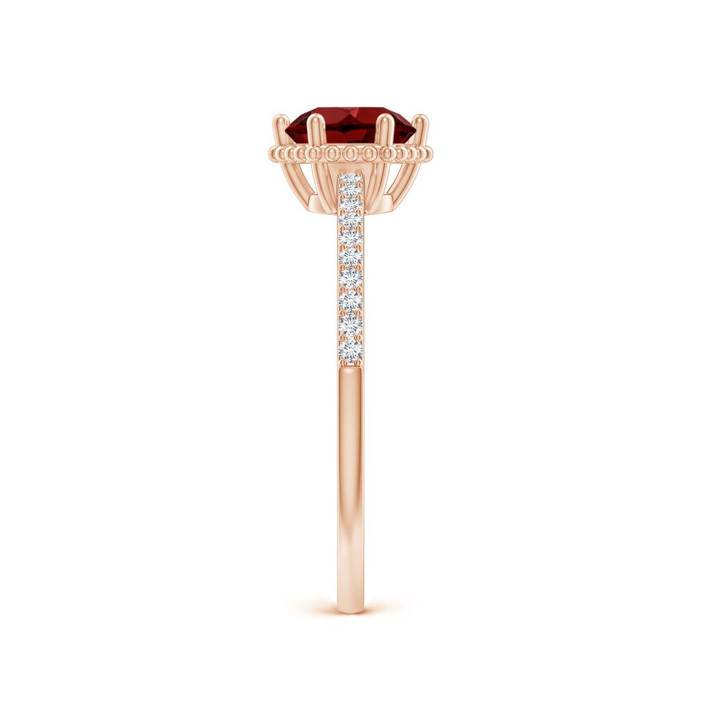 6mm AAAA Solitaire Round Garnet Ring with Diamond Accents in Rose Gold Side-2