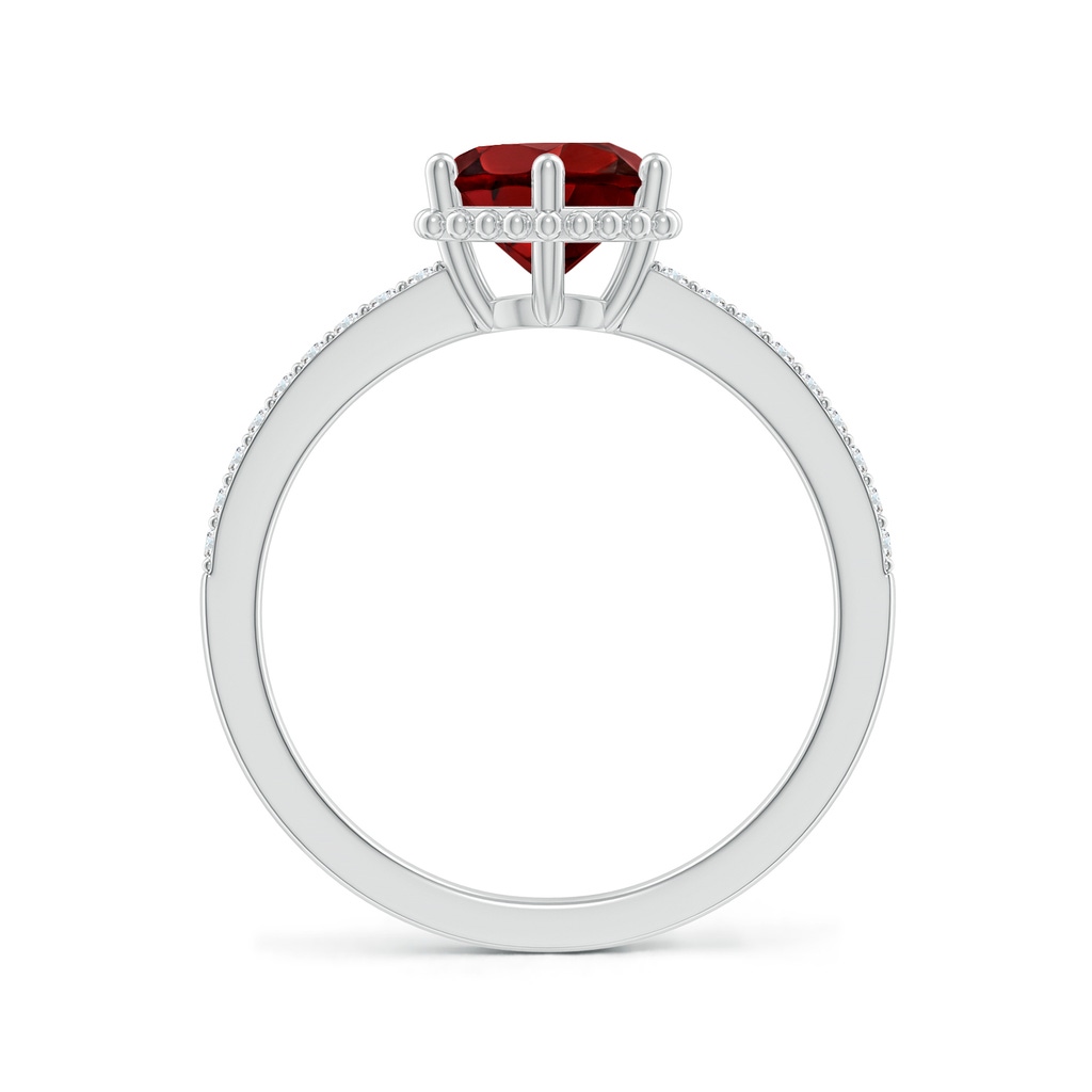 7mm AAAA Solitaire Round Garnet Ring with Diamond Accents in P950 Platinum Side-1