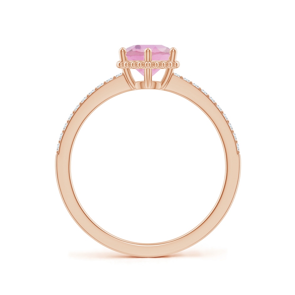 6mm A Solitaire Round Pink Tourmaline Ring with Diamond Accents in Rose Gold side-1