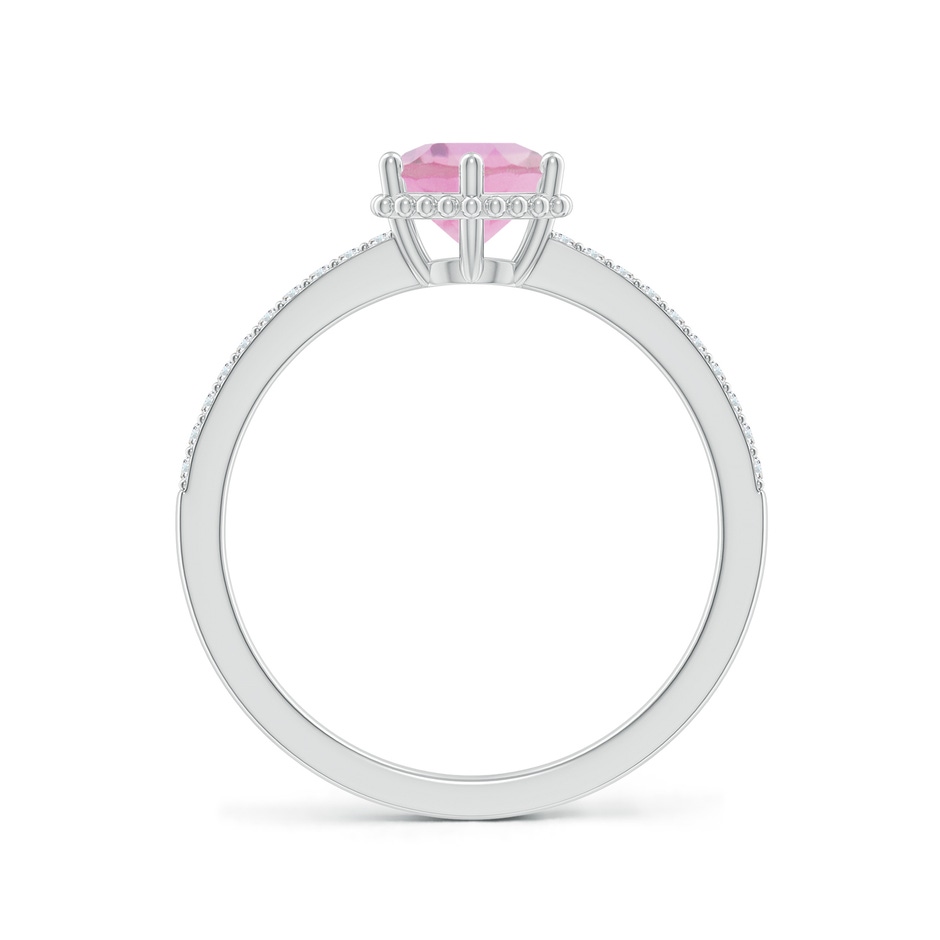 6mm A Solitaire Round Pink Tourmaline Ring with Diamond Accents in White Gold side-1