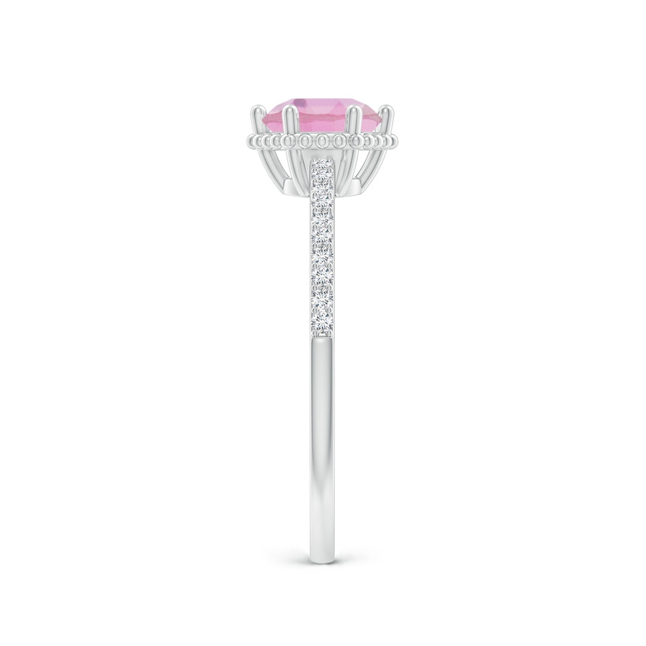 6mm A Solitaire Round Pink Tourmaline Ring with Diamond Accents in White Gold side-2