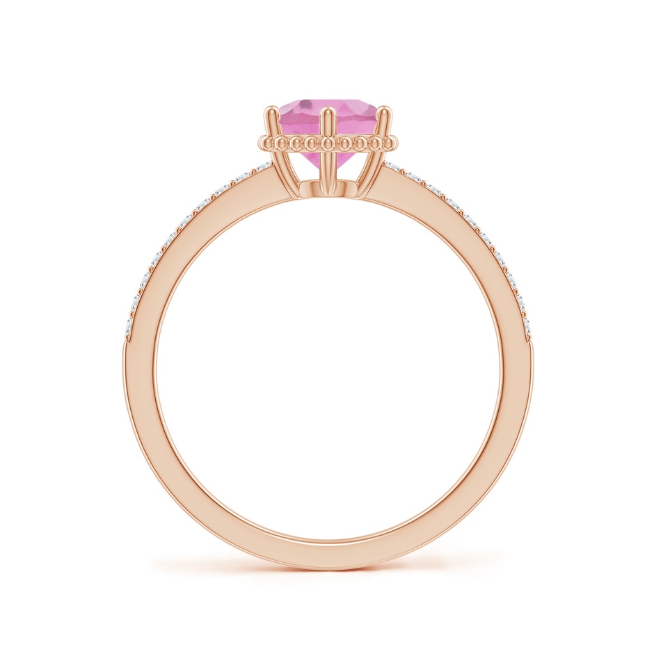 6mm AA Solitaire Round Pink Tourmaline Ring with Diamond Accents in Rose Gold side-1