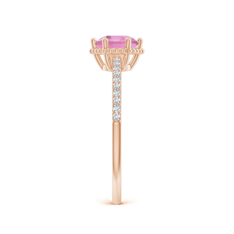 6mm AA Solitaire Round Pink Tourmaline Ring with Diamond Accents in Rose Gold side-2