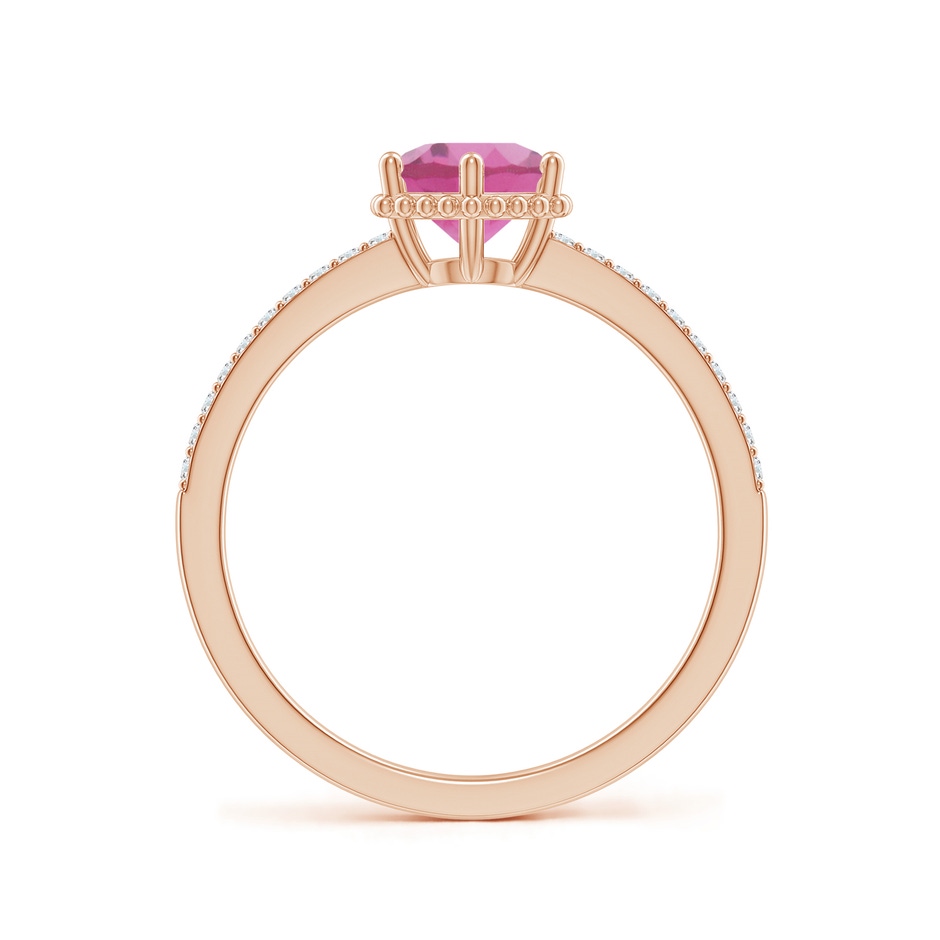 6mm AAA Solitaire Round Pink Tourmaline Ring with Diamond Accents in Rose Gold side-1