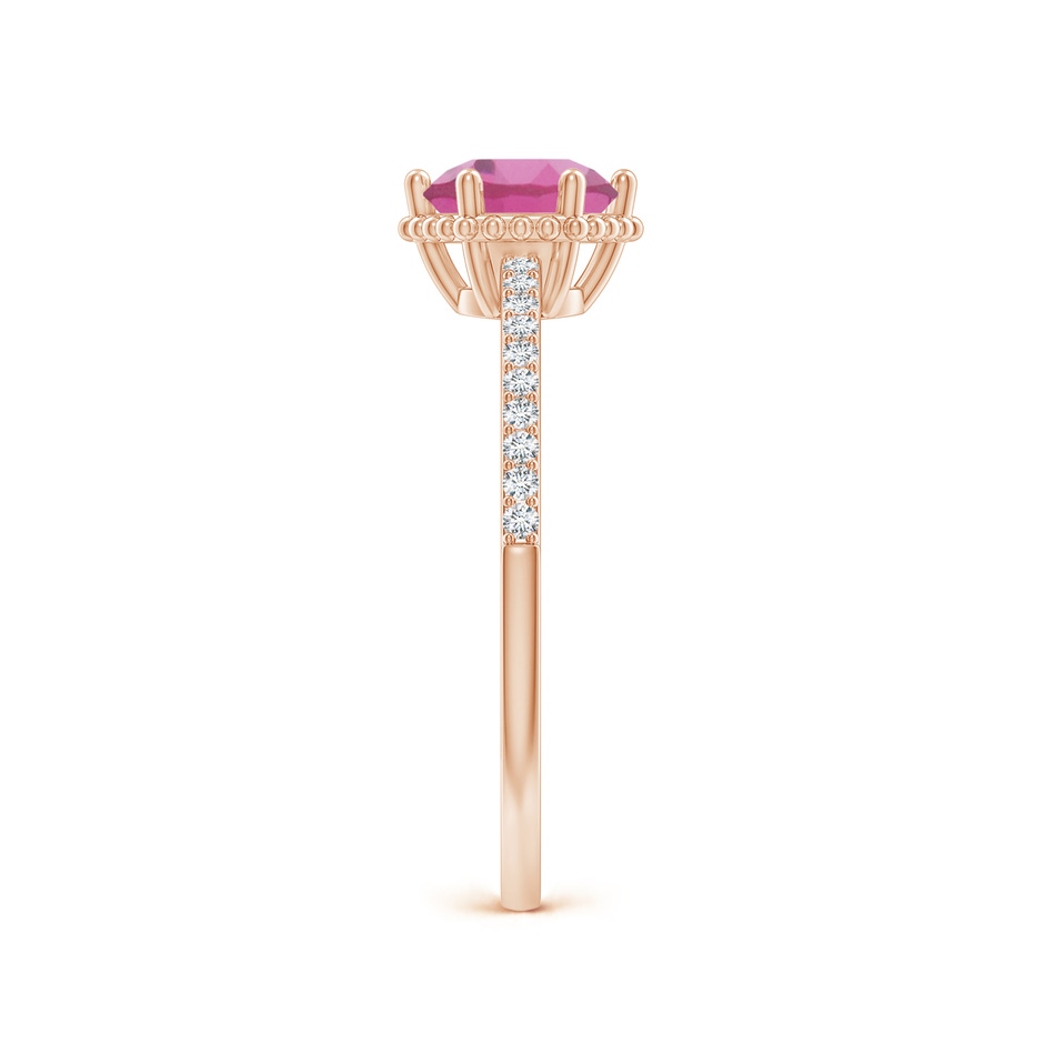 6mm AAA Solitaire Round Pink Tourmaline Ring with Diamond Accents in Rose Gold side-2