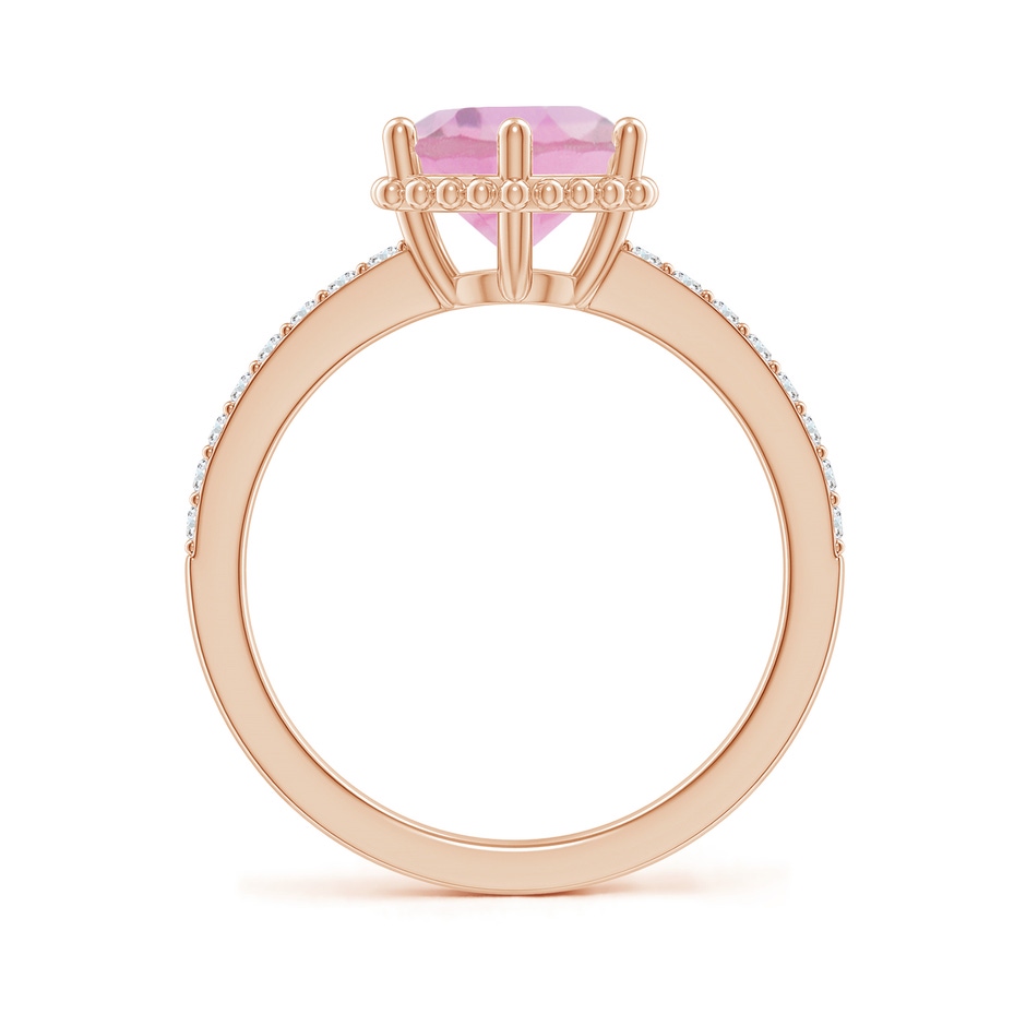 8mm A Solitaire Round Pink Tourmaline Ring with Diamond Accents in Rose Gold side-1