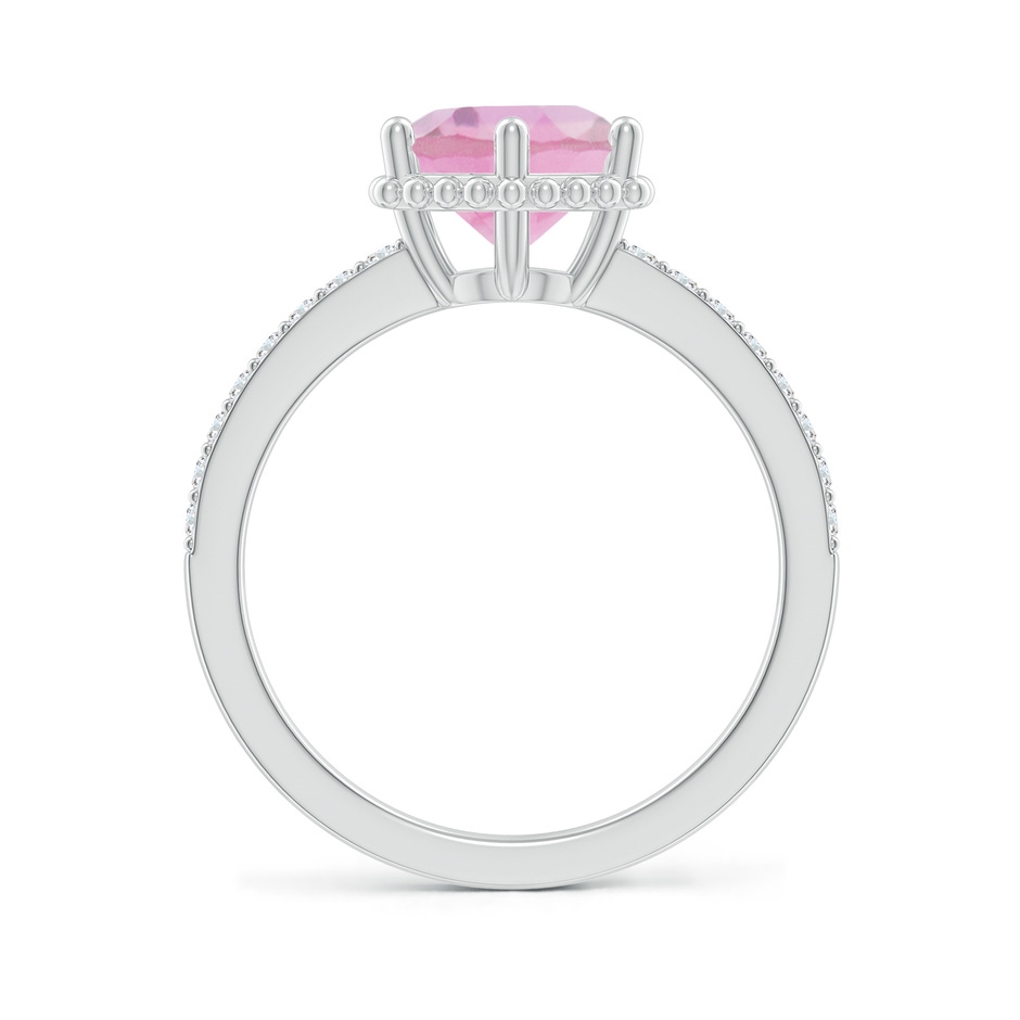 8mm A Solitaire Round Pink Tourmaline Ring with Diamond Accents in White Gold side-1