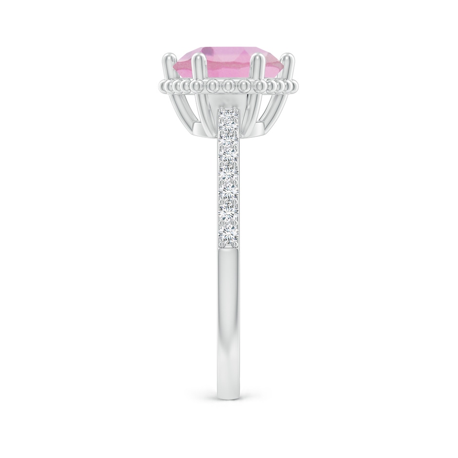 8mm A Solitaire Round Pink Tourmaline Ring with Diamond Accents in White Gold side-2