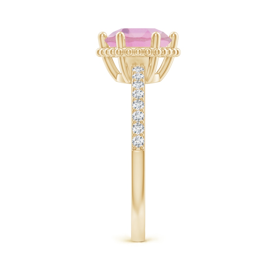8mm A Solitaire Round Pink Tourmaline Ring with Diamond Accents in Yellow Gold side-2
