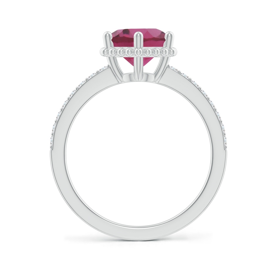 8mm AAAA Solitaire Round Pink Tourmaline Ring with Diamond Accents in P950 Platinum side-1