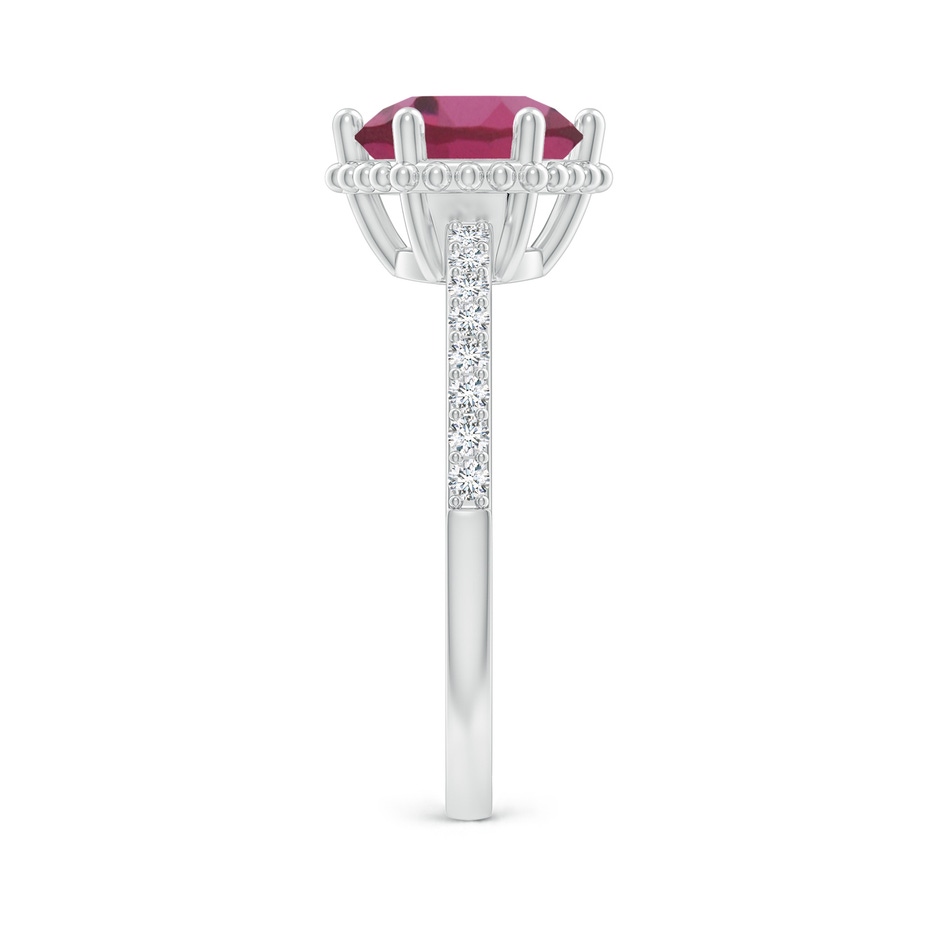 8mm AAAA Solitaire Round Pink Tourmaline Ring with Diamond Accents in P950 Platinum side-2