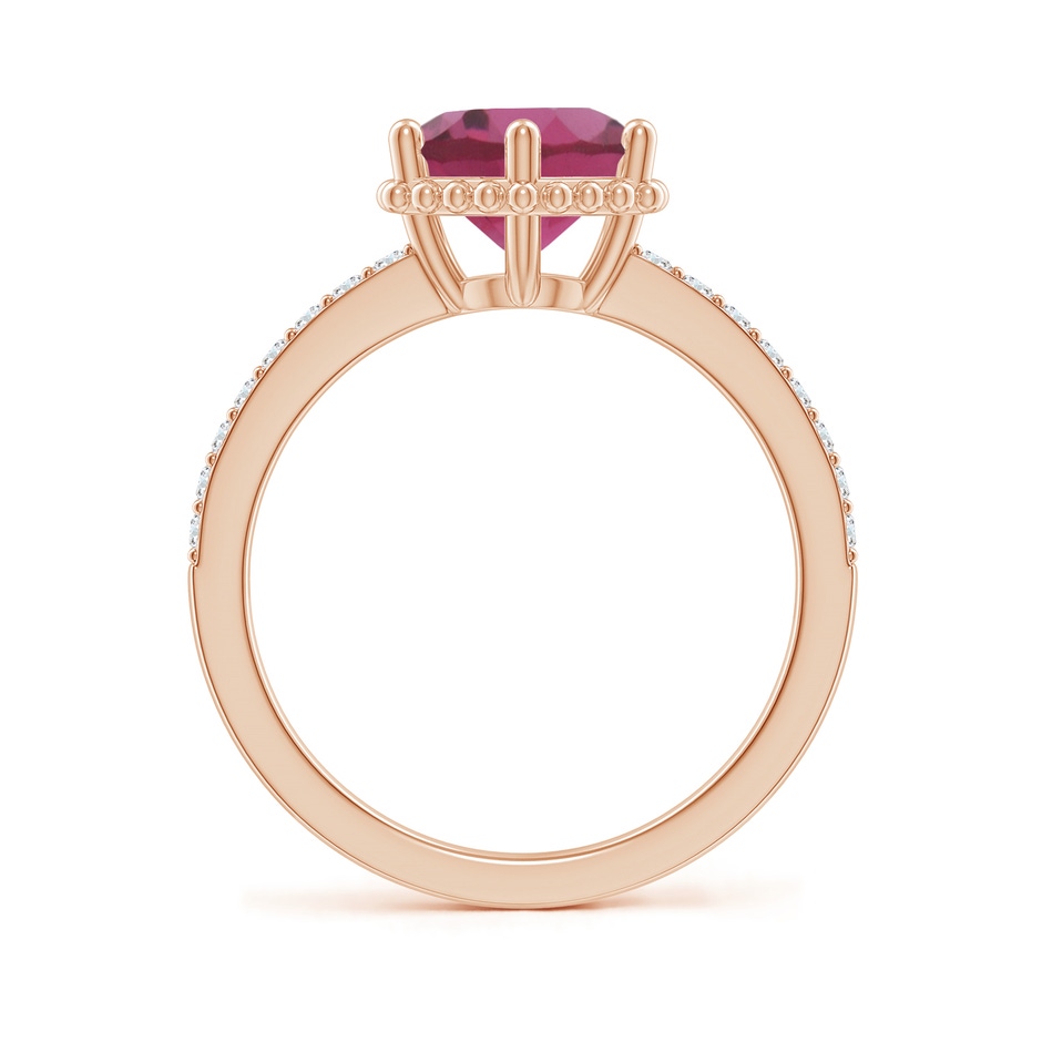 8mm AAAA Solitaire Round Pink Tourmaline Ring with Diamond Accents in Rose Gold side-1