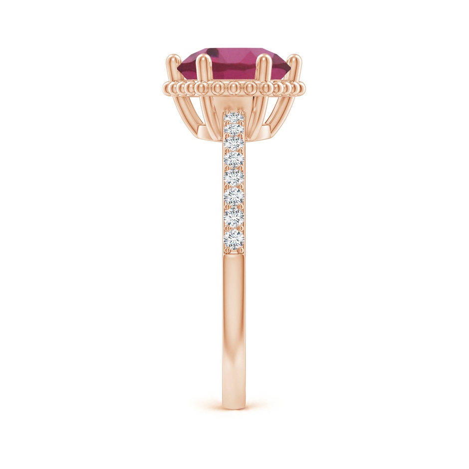 8mm AAAA Solitaire Round Pink Tourmaline Ring with Diamond Accents in Rose Gold side-2