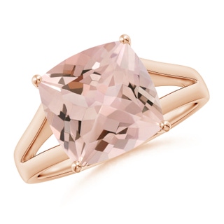 10mm AA Split Shank Cushion Morganite Engagement Ring in Rose Gold