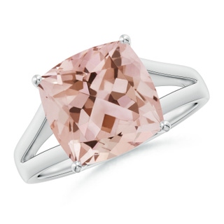 10mm AAA Split Shank Cushion Morganite Engagement Ring in P950 Platinum