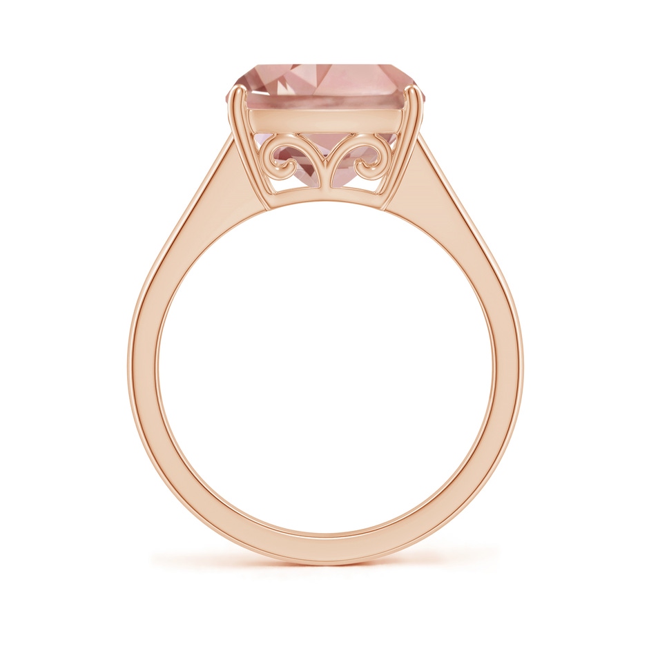 10mm AAAA Split Shank Cushion Morganite Engagement Ring in Rose Gold side-1