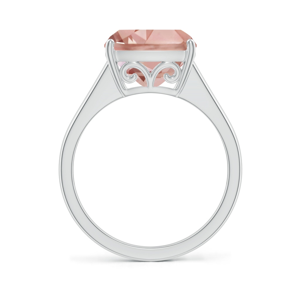 10mm AAAA Split Shank Cushion Morganite Engagement Ring in White Gold Side-1