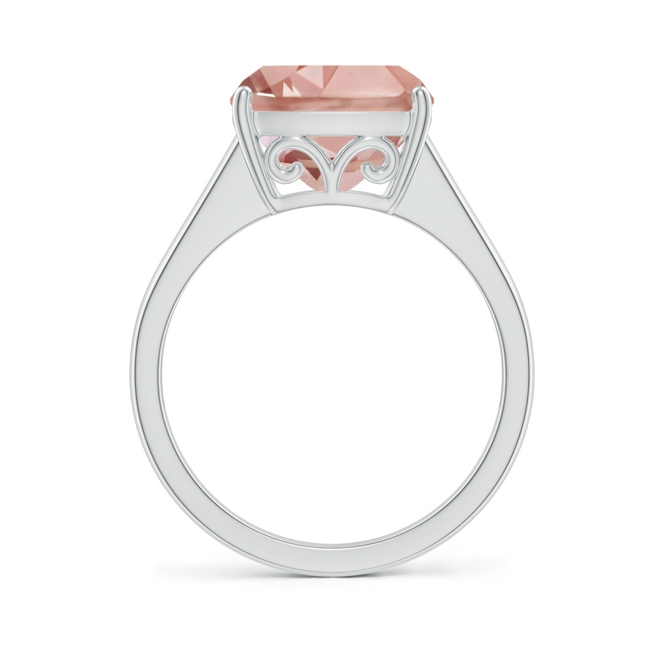 10mm AAAA Split Shank Cushion Morganite Engagement Ring in White Gold side-1