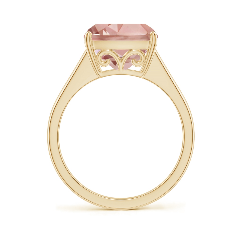 10mm AAAA Split Shank Cushion Morganite Engagement Ring in Yellow Gold - side_1