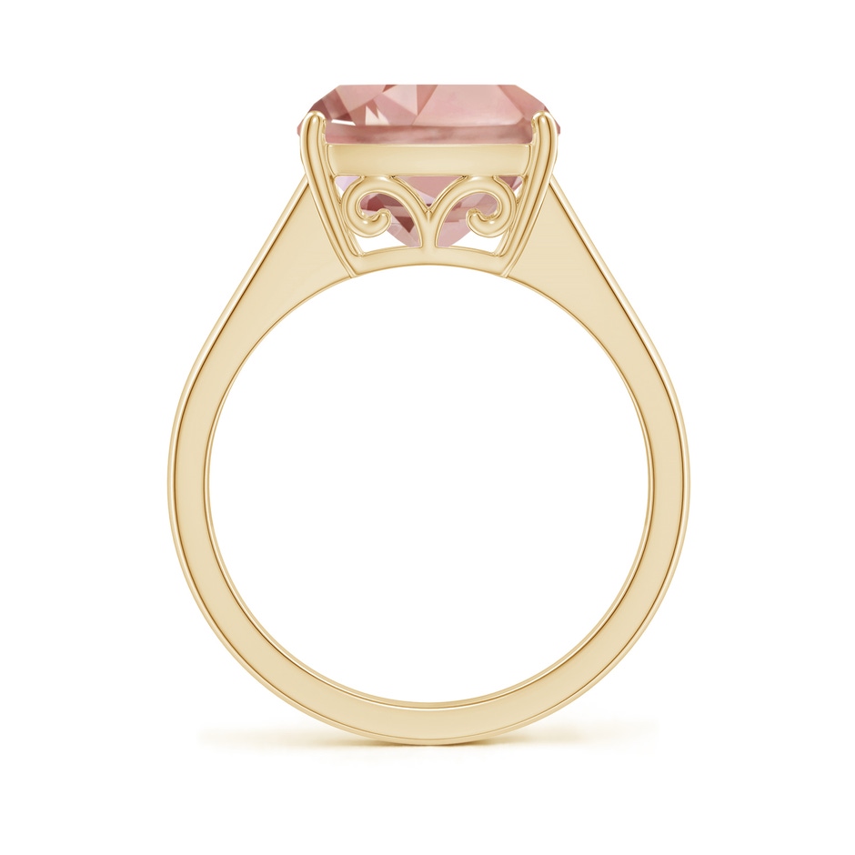 10mm AAAA Split Shank Cushion Morganite Engagement Ring in Yellow Gold side-1