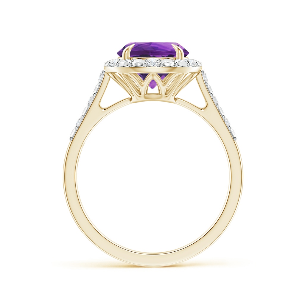 8mm AAAA Round Amethyst Engagement Ring with Diamond Halo in Yellow Gold Side 1