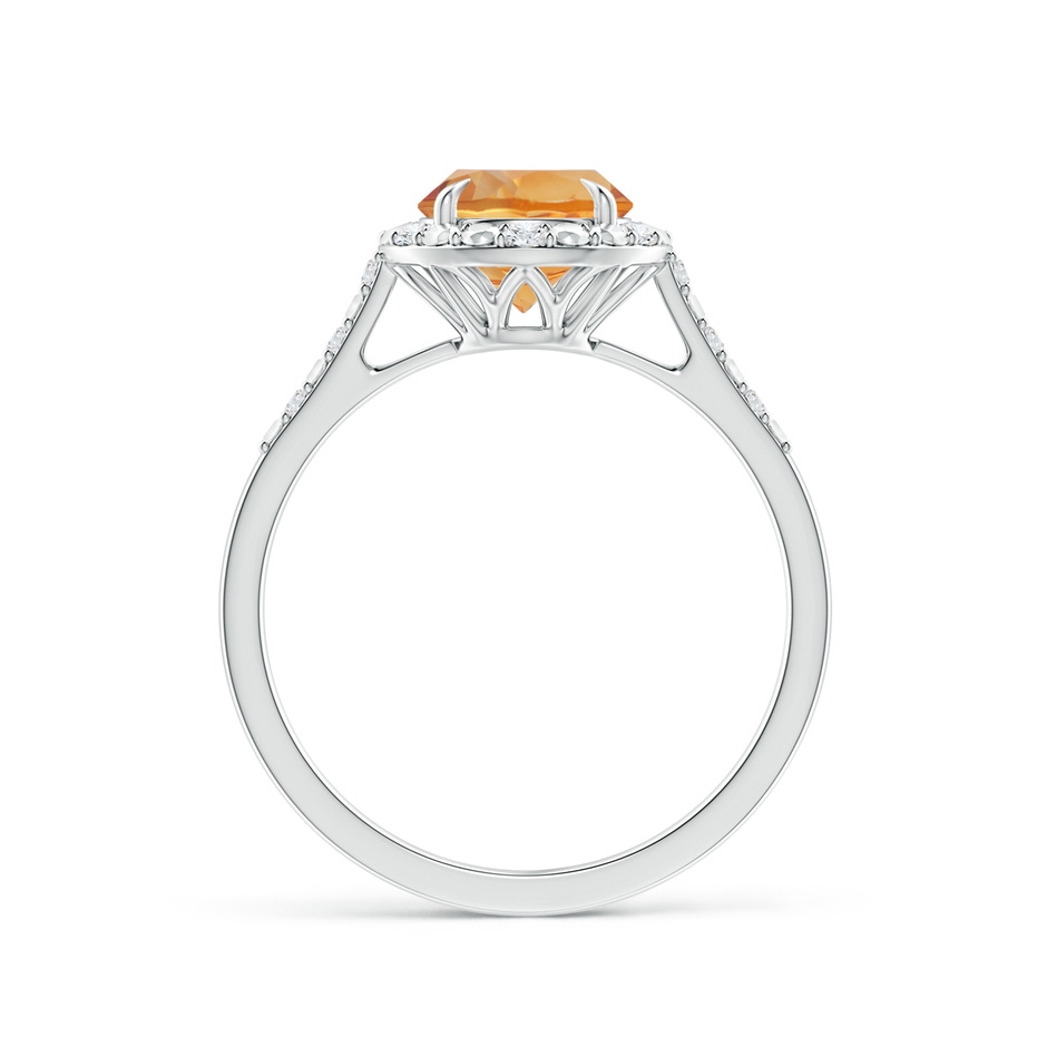 7mm AA Round Citrine Engagement Ring with Diamond Halo in White Gold side 1