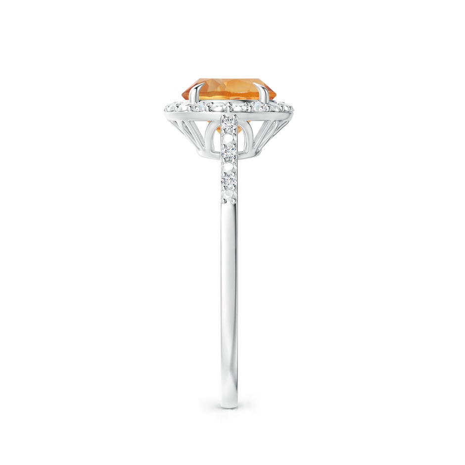 7mm AA Round Citrine Engagement Ring with Diamond Halo in White Gold side 2