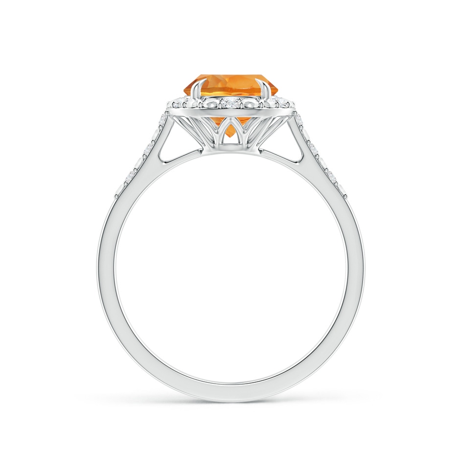 7mm AAA Round Citrine Engagement Ring with Diamond Halo in White Gold side 1