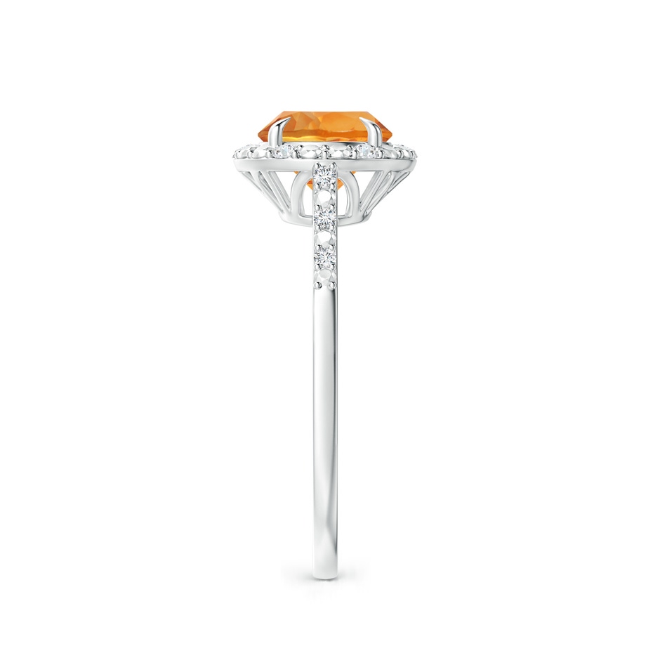 7mm AAA Round Citrine Engagement Ring with Diamond Halo in White Gold side 2