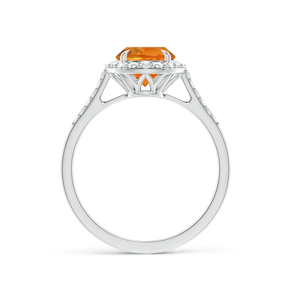 7mm AAAA Round Citrine Engagement Ring with Diamond Halo in P950 Platinum side 1