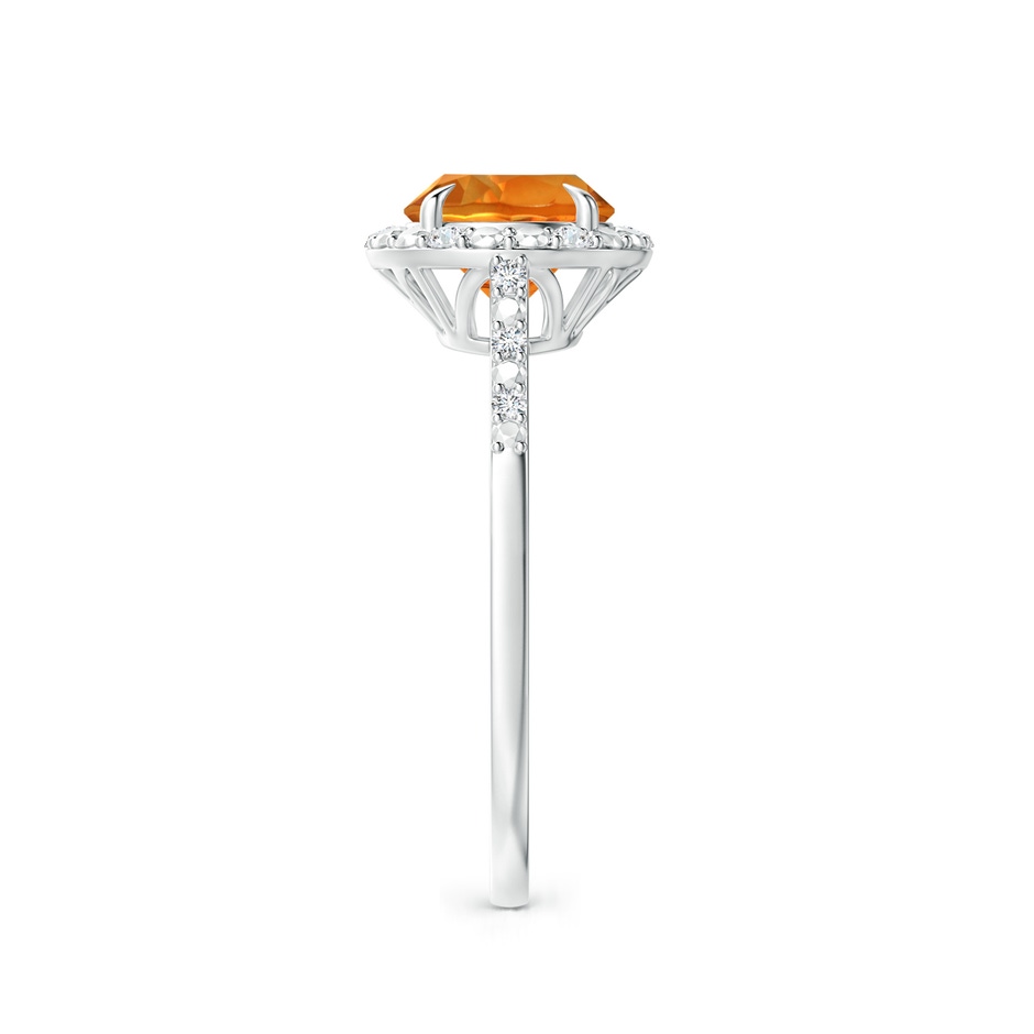7mm AAAA Round Citrine Engagement Ring with Diamond Halo in P950 Platinum side 2