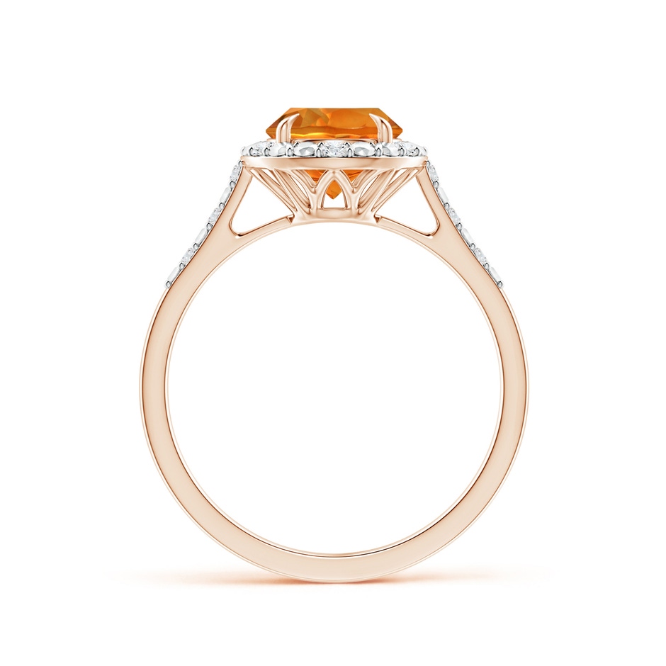 7mm AAAA Round Citrine Engagement Ring with Diamond Halo in Rose Gold side 1