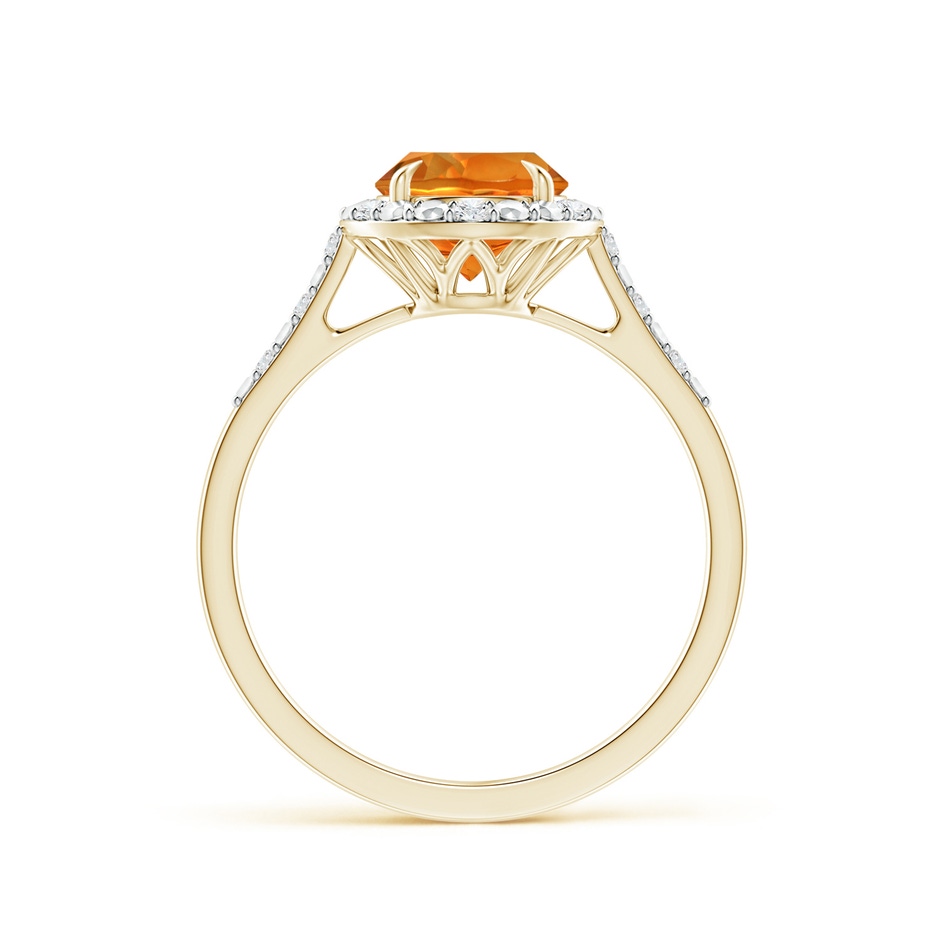 7mm AAAA Round Citrine Engagement Ring with Diamond Halo in Yellow Gold side 1