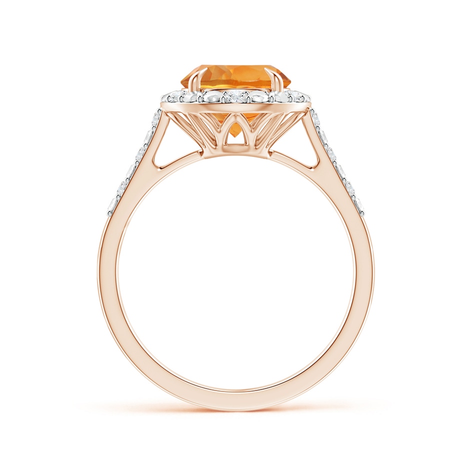 8mm AAA Round Citrine Engagement Ring with Diamond Halo in Rose Gold side 1