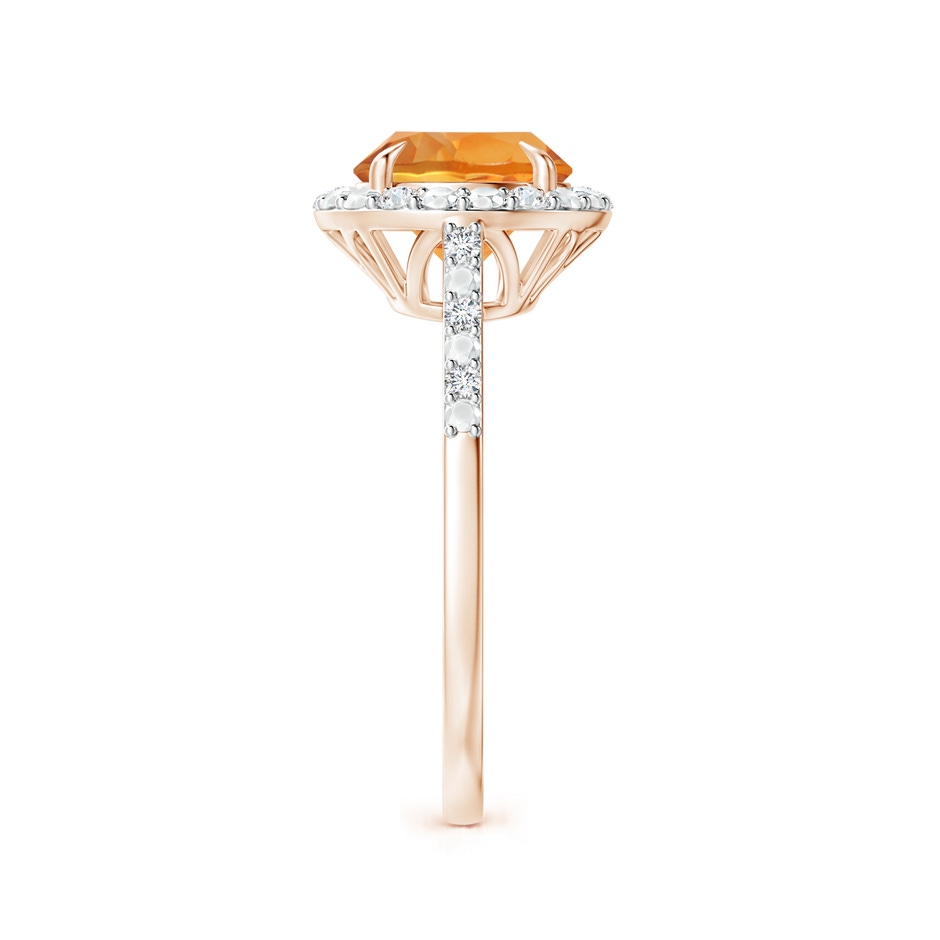 8mm AAA Round Citrine Engagement Ring with Diamond Halo in Rose Gold side 2