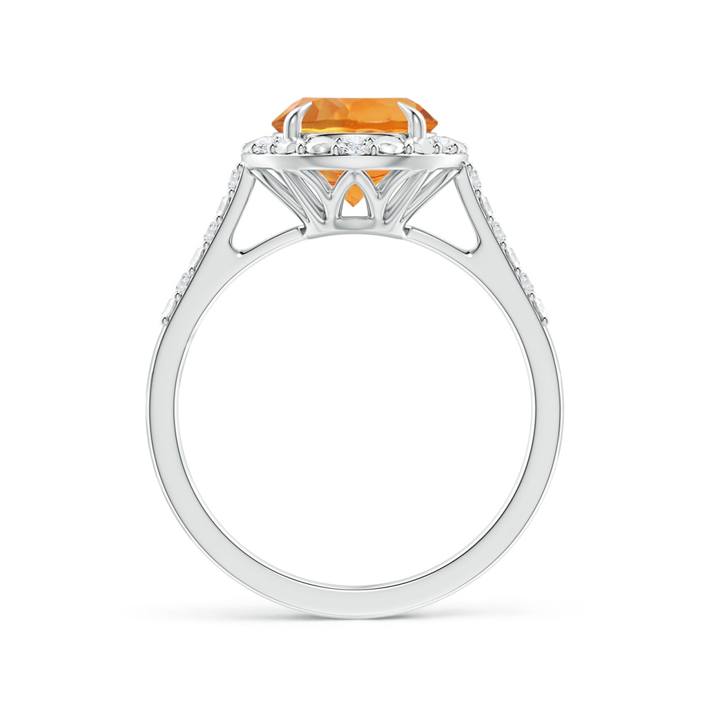 8mm AAA Round Citrine Engagement Ring with Diamond Halo in White Gold Side 1