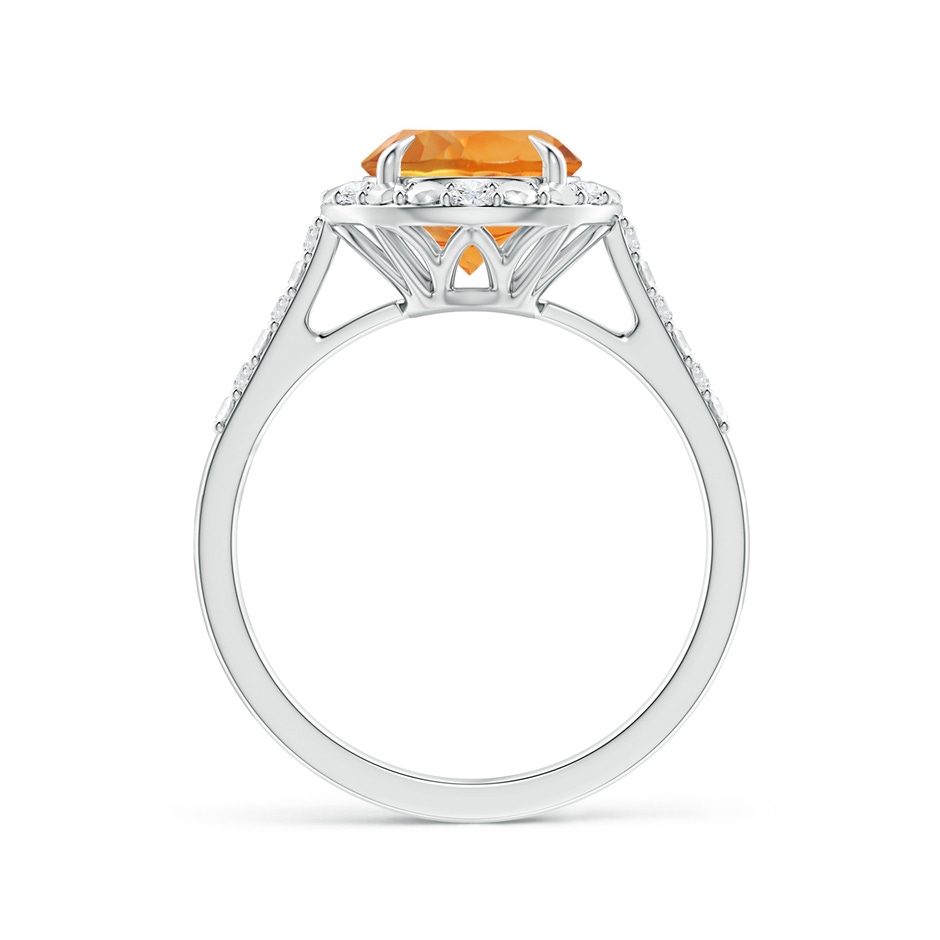 8mm AAA Round Citrine Engagement Ring with Diamond Halo in White Gold side 1