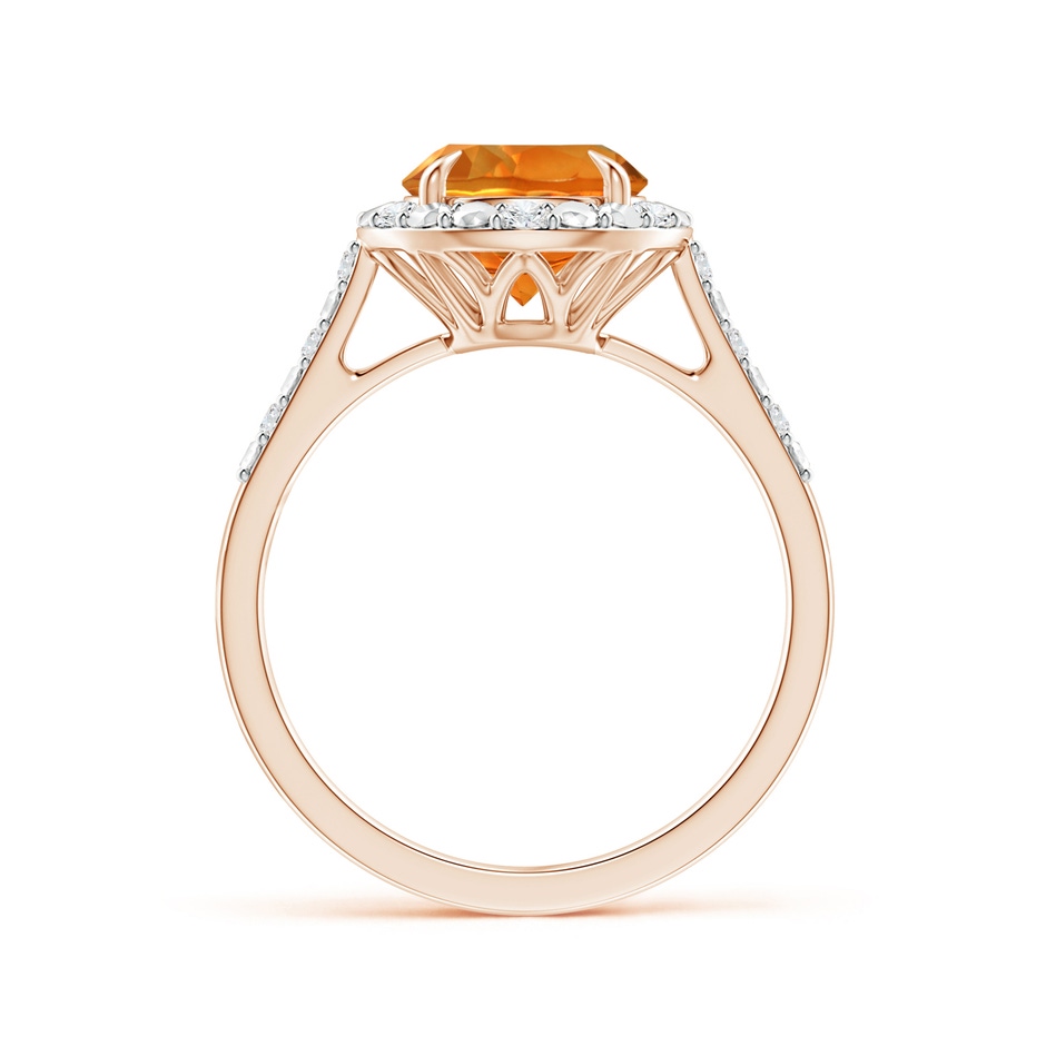 8mm AAAA Round Citrine Engagement Ring with Diamond Halo in Rose Gold side 1