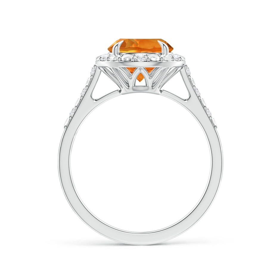 8mm AAAA Round Citrine Engagement Ring with Diamond Halo in White Gold side 1