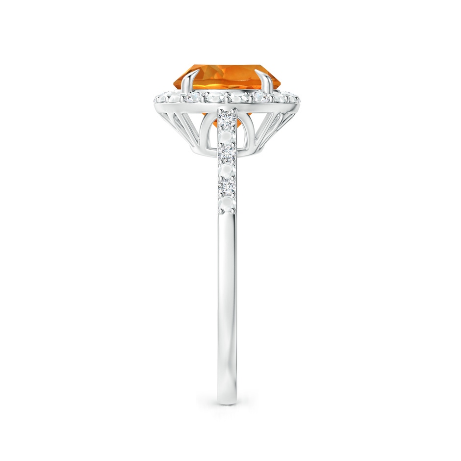 8mm AAAA Round Citrine Engagement Ring with Diamond Halo in White Gold side 2