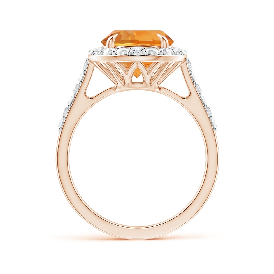 9mm AAA Round Citrine Engagement Ring with Diamond Halo in Rose Gold side 1