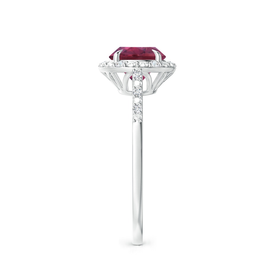 7mm AAAA Round Pink Tourmaline Engagement Ring with Diamond Halo in P950 Platinum side 2
