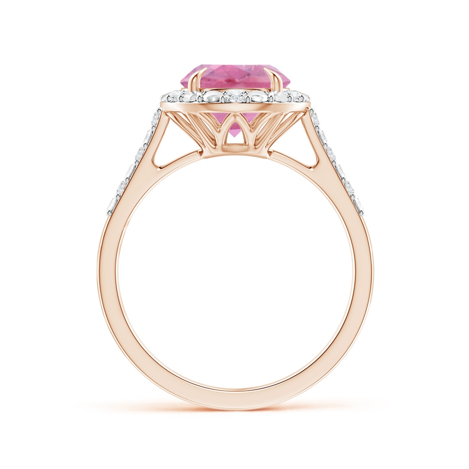 8mm A Round Pink Tourmaline Engagement Ring with Diamond Halo in Rose Gold side 1