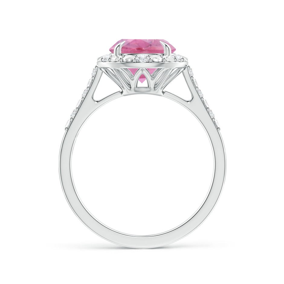 8mm A Round Pink Tourmaline Engagement Ring with Diamond Halo in White Gold side 1