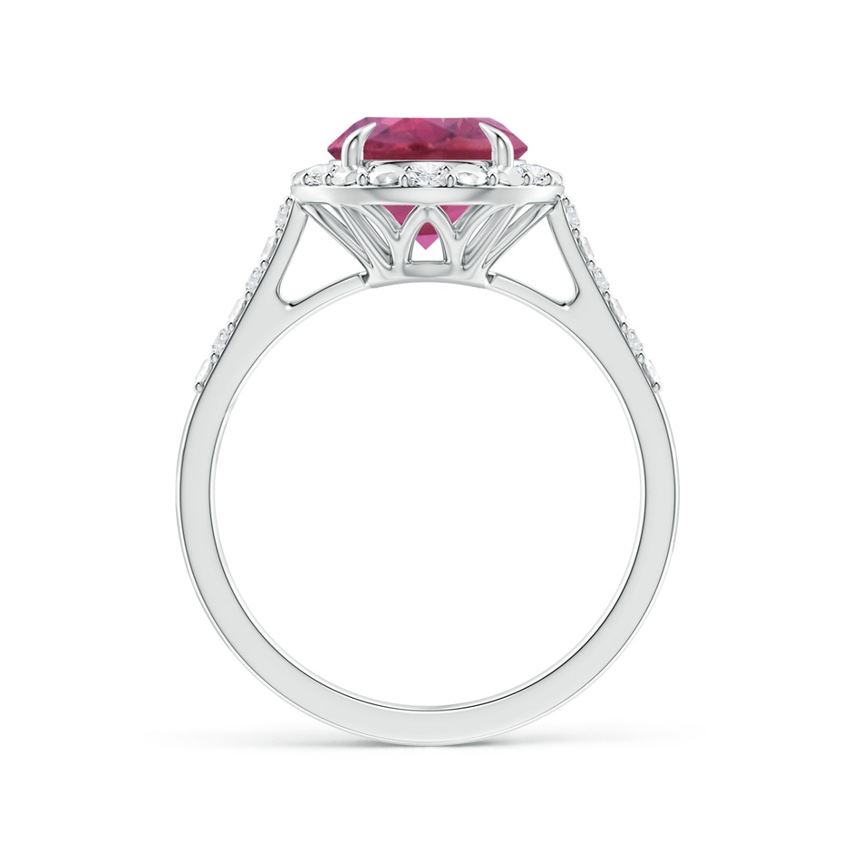 8mm AAA Round Pink Tourmaline Engagement Ring with Diamond Halo in White Gold side 1