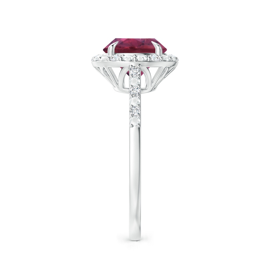 8mm AAAA Round Pink Tourmaline Engagement Ring with Diamond Halo in P950 Platinum side 2